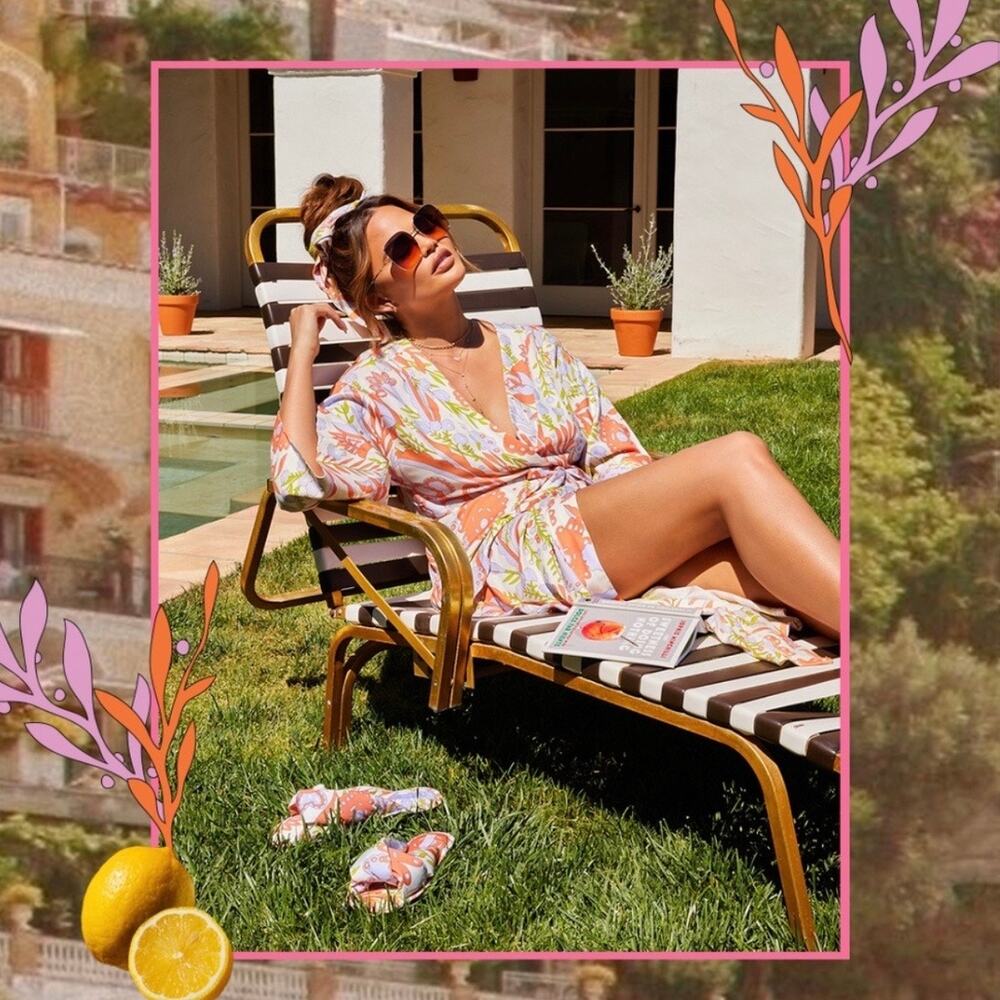 Cravings Kassatex Robe & Slippers The Dolcezza Wrap Crema Floral Size 4 (1x/2X)